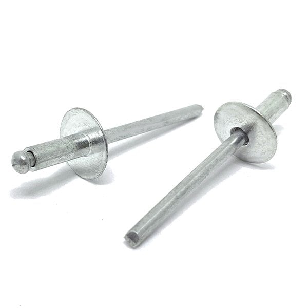 Boltsandnuts.Com 1/8in Dia 3/16in-1/4in 44 Grip - Oversized Head Blind Rivets Aluminum/Aluminum Mandrel, 4000PK OHBRAA/44-4000 - main